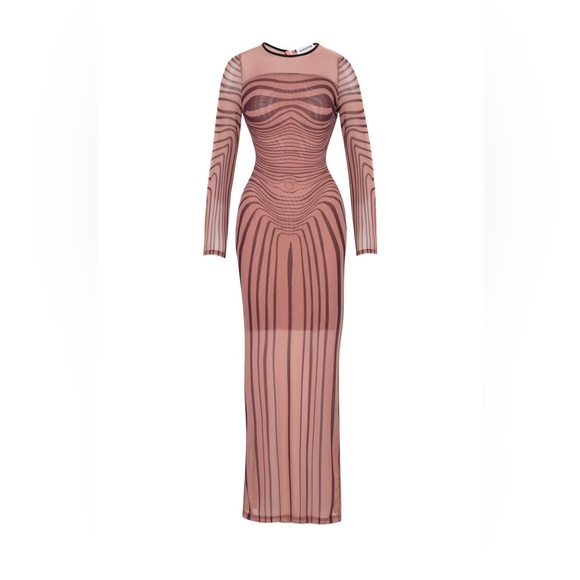 Nude Mesh Silhouette Maxi Dress - Picture 6 of 6